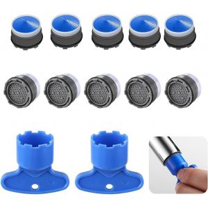 KALANKA-Lot de 10 Mousseur Robinet, Aérateur Robinet M18.5, Plastique Mousseur pour Robinet, Mousseur de Robinet avec 2 clé d'Aérateur, Economiseur d'Eau pour Robinet pour la Cuisine, la Salle de Bai - Neuf