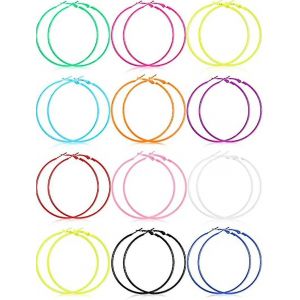 12 Paires Des Ann&eacute;es 90 Classique Grandes Boucles D'oreilles Vintage N&eacute;on Boucles D'oreilles Accessoires Pour Femmes - Neuf