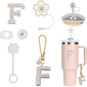 6pcs Tumbler Accessoires Personnalisés Pour Stanley Cup,Couvercle Pour Paille,Décoration D'initiale Pour Tumbler,Autocollants De Lettre,Breloques De Lettre Et Stoppeur De Fuites Po[Chu10503276] - Neuf