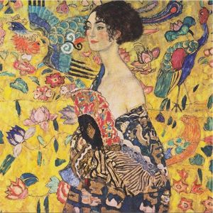 Oayew-Diamond Painting Dame Avec &Eacute;ventail Complet Ronde Diamant Peinture Gustav Klimt Diy Mosa&iuml;que Photos De Peinture En Strass Passe-Temps Artisanat 30x30cm - Neuf