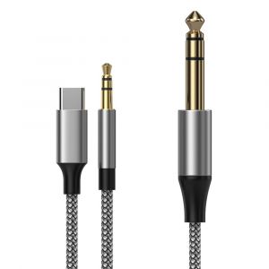 KALANKA-C&acirc;ble audio st&eacute;r&eacute;o USB C vers jack 6,35 mm 1/4"" 2 m, jack 3,5 mm vers c&acirc;ble auxiliaire TRS 6,35 mm pour guitare, casque, mixeur, amplificateur, haut-parleur, etc - Neuf