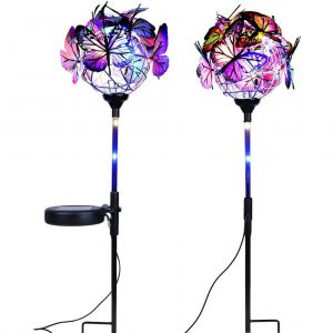 Hjlian Lampes Solaires De Jardin A Piquets, Ornees De 18 Papillons Et D'un Cordon En Cuivre, Pour La Decoration Exterieure De Votre Allee Ou De Votre Pelouse - Neuf
