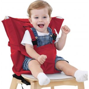 (Rouge))Chaise Haute De Voyage Portable Easy Seat 70*40*50cm- Rehausseur Chaise Enfant¿Housse De Siège Pour Chaise Haute Toddler - Réglable, Sécurité, Lavable - Facile À Ransporter Dans Le Sac À Main - Neuf
