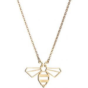 Gold Bee, Origami Necklace & Geometric Gold Jewelry - 18k Gold Plated Necklace & Bee Necklaces For Women - Bee Necklace For Girls, Stainless Steel - Neuf