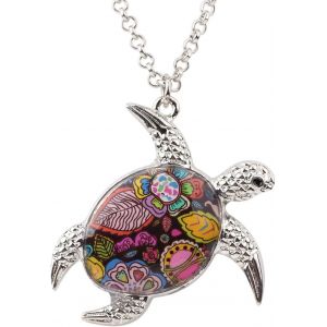 Kal-Collier Tortue Alliage &Eacute;maill&eacute; Pendentif Tortue Mer Animaux De L`Oc&eacute;an Bijoux Pour Femmes Filles Charms Cadeaux - Neuf