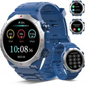 Montre Connect&eacute;e Homme, Militaire Smartwatch avec Appel Bluetooth, 1.39"" HD Smart Watch Homme avec 110+ Modes Sportifs/Cardiofrequencemetre/Sommeil, Etanche IP68 Montre Intelligente, Bleu - Neuf
