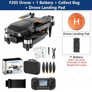 Drone F205 Avec Double Caméra 4k Hd Wifi Fpv Rc Hélicoptère Pliable Dron Quadrirotor Sans Brosse Avec Écran Télécommande Jouet Cadeau-Option 1- - Neuf