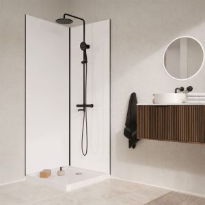 Pack 2 Panneaux Muraux en Aluminium Blanc 80x210cm + Profil&eacute;s Noir - WALL'IT - Neuf