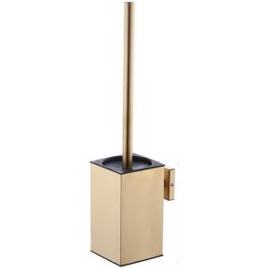 Brosse WC et support en acier inoxydable,montage mural,long manche,brosse WC carrée,nettoyeur robuste pour salle de bain,avec brosse en plastique amovible (doré) - Neuf