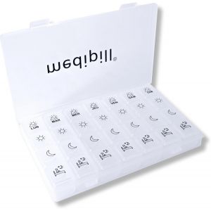 Pilulier Semainier Français|7 Jours 4 Prises Matin Midi Soir Couché|28 Compartiments|Boîte À Médicaments|Transparent|Med-Box28-Tt - Neuf