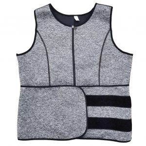 Ceinture De Sudation Ajustable Pour Homme, Avec Fermeture &Eacute;clair, Id&eacute;ale Pour La Marche, La Course, La Musculation, Le Sauna, La Sudation, Le Contr&ocirc;le Du Ventre, Gris, Taille Xl - Neuf