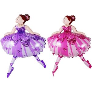 Cauc-Xxl Ballons Princesse Ballet, Ballerine Ballons Rose Et Violet, Ballons D'anniversaire Fille Ballet Pour Anniversaire Enfant F&ecirc;te, Bapt&ecirc;me, Cadeau Ballet - Neuf