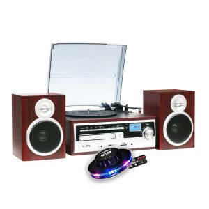 Cha&icirc;ne Hifi Inovalley CH14E tourne disque vinyle 80W, Cd, Bluetooth, FM et USB , t&eacute;l&eacute;commande, Jeu de lumi&egrave;re OVNI LED - Neuf