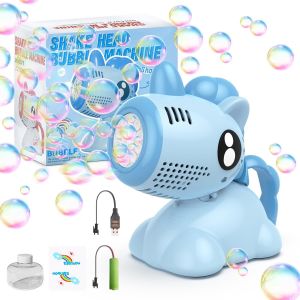 Bubble Machine,Unicorn Soap Bubble Machines,Rainbow Bubble Toy with Light,Bubble Solution 100ml,Leak-Proof,for Outdoor,Birthday,Party,Wedding (Blue) - Neuf