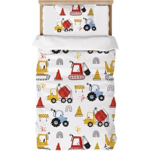 Ulteronixshop-Housse De Couette 90x190 Enfant Gar&ccedil;on Fille, Parure De Lit 1 Personne Multicolore Tracteur - Microfibre Parure De Couette Avec Fermeture Eclair + 1taie D'oreiller 40x60cm - Neuf