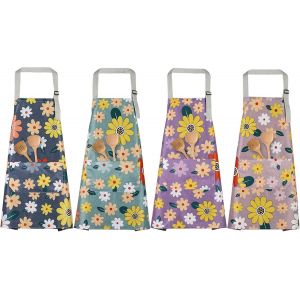 Loranka-4 Pi&egrave;ces Tablier De Cuisine Femme Tablier Personnalis&eacute; Femme Tablier Cuisine Femme R&eacute;glable Tablier Femme De Menage Pour Cuisine Familial Restaurant Caf&eacute; Barbecue - Neuf