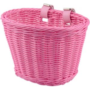 Kal-Panier Velo Enfant, Panier De Vélo Avant Fille, Panier De Vélo En Osier Fait À La Main Avec Sangles De Guidon, Paniers De Vélo Vintage, Rose, 21 * 14 * 15cm - Neuf