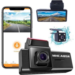 WiFi Dashboard Camera, Car Driving Recorder 1080P Front and Rear Dash Cam with APP Night Vision, Loop Recording, Motion Detection - Neuf
