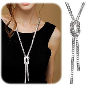 Collier &Agrave; La Mode En Cristal Avec Pendentif All-Match Style Shining Clothes Cha&icirc;ne De Chandail Pour Femmes Avec Attachements Longs Femmes Bijoux En Zircon Cubique Fleur Cha&icirc;ne Longue R&eacute;glable - Neuf