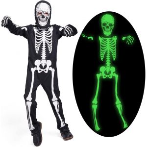Bnhgc-Costume De Crâne D'enfant Dans L'obscurité Crâne Lumineux Halloween Garçon Et Fille Costume De Crâne - Neuf