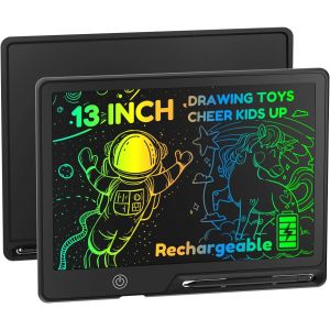 KALTD-Tablette Dessin Enfant 13 Pouces Rechargeable,Ardoise Magique Multicolore,Protéger Sa Vue Tablette D'Écriture Lcd,Convient Aux Enfants Âgés De 2-10 Ans Jouets Anniversaire,Cadeau De Noël - Neuf