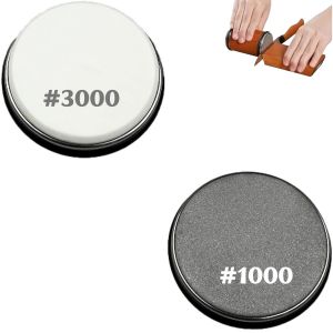 Lot De 2 Disques De Rechange Pour Aiguiseur De Couteaux Rotatifs,Diamant 1000 Et Céramique 3000 (Diamètre Du Filetage : 11 Mm) - Neuf
