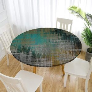 SJZG-Nappes Rondes 90 Cm, Exterieur Nappe De Table De Jardin Avec Bord Élastique, Imprimé Nappes Anti Taches Lavable Imperméable Polyester Pour Cuisine Fête Table - Neuf