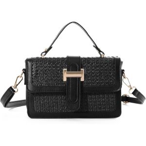 SJZG-Sac &Agrave; Main En Paille Pour Femmes Sacs De Plage Sac &Agrave; Main D'&Eacute;t&eacute; En Paille Sac &Agrave; Main Tiss&eacute; Sac &Agrave; Bandouli&egrave;re - Neuf