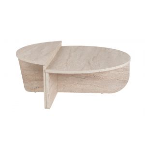 Table basse en bois "Orion" - 90 x 60 x 30 cm - Travertin - Neuf