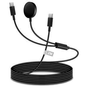 2 En 1 2m Chargeur Montre Pour Samsung Galaxy Watch Ultra/Watch 7/Watch 6/6 Classic/6 Pro/Watch 5/5 Pro/4/3/Active 2,C&acirc;ble Chargeur Smartwatch Avec C&acirc;ble Usb C Pour Samsung Galaxy S25 S24 S23 S22 S21 - Neuf