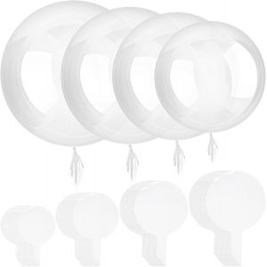 MEVRONISSHOP-20PC Ballons Anniversaire,Ballons De Baudruche H&eacute;lium,Ballons Ronds En Plastique,Bobo Balloons,Transparents &Agrave; Bulles Ballon,Pour D&eacute;coration De F&ecirc;te D Anniversaire De Mariage No&euml;l, - Neuf