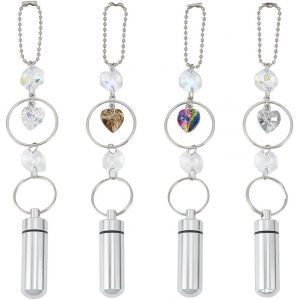 KAL-Lot De 4 D&eacute;corations En Verre En Forme De Coeur &Agrave; Suspendre Pour Voiture - Attrape-Soleil - Accessoires Avec Pendentif Urne Souvenir Pour Cendres D'Animaux Domestiques - Neuf