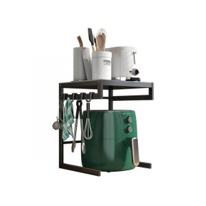 Support De Rangement À 2 Niveaux Pour Friteuse À Air, Organiseur De Cuisine En Métal Avec Crochets, Noir - Neuf