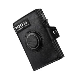 HUED-YATBEST portefeuille en cuir pour hommes avec poche pour pièces de monnaie AirTag pince à carte de positionnement RFID Anti-magnétique antivol sac de balayage de carte-Black(no airtag) - Neuf