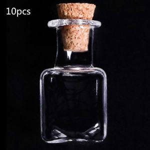 Lot De 10 Mini Bouteilles En Verre Avec Bouchon En Liege, Bocaux Transparents, Petits Flacons De Mariage, Messages, Bijoux, Bricolage, Gris Clair - Neuf