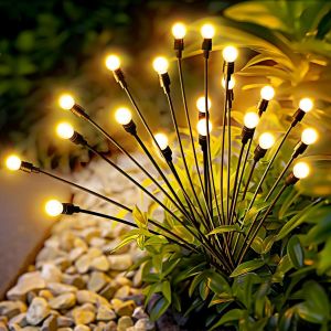 Kalanka-Lumières Solaires De Jardin, 20 Led Lampes De Jardin Firefly Solaire Extérieur, Lumières Solaires Pour La Décoration De La Cour, Du Patio Et De L'allée (Lot De 2,Chaud) - Neuf