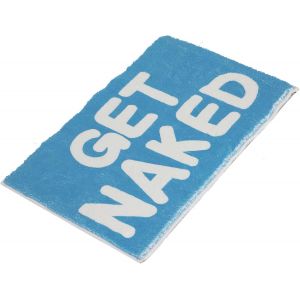 Tapis de salle de bain multicolore-Antidérapant et lavable-Amusant-En microfibre douce-Absorbant-Get Naked (bleu et blanc,50 x 80 cm) - Neuf