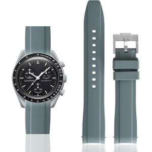 Kal-Bracelet En Caoutchouc Incurv&eacute; Compatible Avec Omega X Swatch Speedmaster Moonswatch 20mm Bande De Remplacement Douce Pour Hommes Et Femmes - Neuf