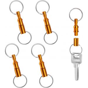 KAL-4Pcs Porte Clés À Dégagement Rapide, Fer Alliage De Laiton Porte Clés Détachable Porte Clés À Déconnexion Rapide Anneau Porte Clés À Dégagement Rapide Anneau Séparé Par Pression (Jaune) - Neuf