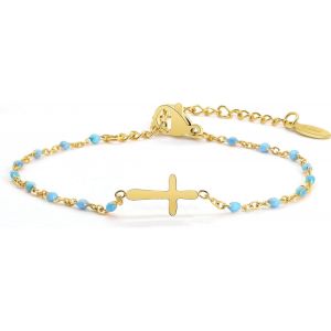 Kalanka-Bracelet De Croix Pour Femmes, Bracelet Religieux R&eacute;glable En Acier Inoxydable Bracelet De Communion Pour Bijoux De Couple Cadeaux De Confirmation Bracelets De Mode - Neuf
