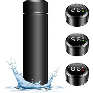 Tzf-Bouteille Isotherme, 500 Ml, Avec Affichage De La Temp&eacute;rature Led, En Acier Inoxydable 304/316, Avec &Eacute;cran Tactile Led, Anti-Fuite, Sans Bpa, Pour La Maison, Le Bureau, Les Voyages - Neuf