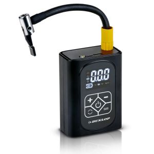 Dunlop Compresseur &agrave; Air Digital Compresseur &agrave; air Portatif - Gonfleur Pneus Voiture - &Eacute;lectrique avec &Eacute;cran Digital - Compact et L&eacute;ger - Avec Tuyau et Accessoires - Neuf