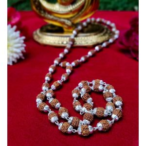 Eryi-Certified Rudraksha Mala 5face(Panchmukhi) Authentic Genuine Rudraksha Beads Ornament Rosary Japa Mala Beads Collana Puja | Perline Di Preghiera | Perla Di Meditazione - Neuf