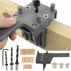 (Gris) 41 Pièces Gabarit De Perçage De Cheville Kit De Gabarit De Perçage De Cheville Pince De Cheville À Bois À Trou Droit Avec Centreur De Cheville 6/8/10 Mm Pour Chevilles En Bois Faites À La Main - Neuf