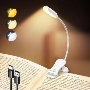 Lampe Livre 10 Led, Lampe De Lecture Au Lit, Liseuse Lampe Rechargeable, 3 Couleurs & 3 Intensités, Autonomie 80h, Idéale Pour Amoureux Livres, Gadget Insolite Utile - Neuf