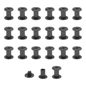 Lot de 20 vis Chicago M5x8mm Chicago Vis de reliure Chicago Rivet à clous en métal Vis Chicago à tête cruciforme pour ceinture en cuir Bricolage Livre de scrapbooking-noir brillant - Neuf