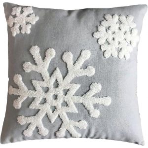 2pc toile douce Noël hiver flocon de neige Style coton lin broderie coussins housses - Neuf