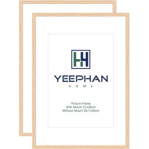 CMWX-Cadre photo A3 en bois de chêne naturel 42x29.7cm Set de 2 cadres photo avec support pour cadres photo 7x9inch(18x24cm)Cadre pour certificat ou poster avec façade en Perspex pour montage mural - Neuf