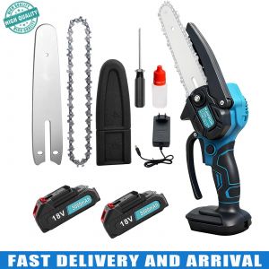 Mini scie &eacute;lectrique,Tron&ccedil;onneuse &eacute;lectrique portable sans fil,&Eacute;quip&eacute;e de 2 batteries de 3000 mAh,Scie compacte &agrave; main aliment&eacute;e par batterie,Pour la coupe de bois, l'&eacute;lagage d'arbres et le jardinage - Neuf