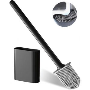 Kalanka-Brosse De Toilette Silicone, Brosse Toilettes Wc, Brosse Wc Silicone, Brosse Wc En Silicone Avec Poils Flexibles, Balai Wc Montage Mural/Au Sol, Brosse Wc Plate Pour Toilette De Salle De Bain - Neuf